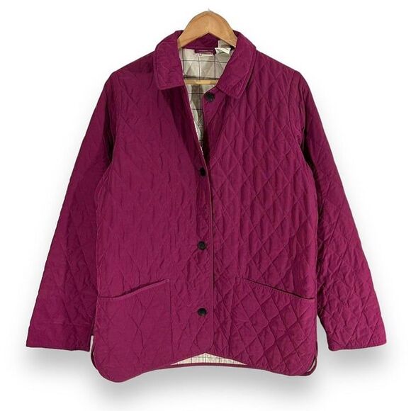 Vintage LL Bean Quilted Lightweight‎ Coat Women's Medium Maroon Purple - Picture 1 of 8